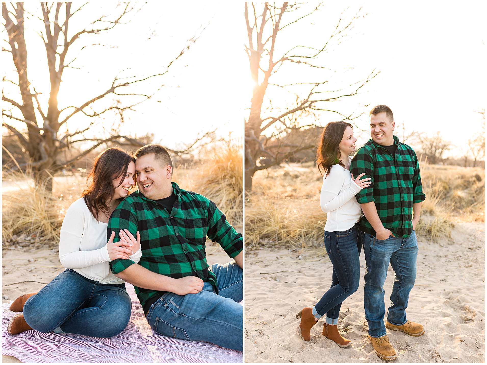 Chicago Suburbs Beach Engagement Pictures, Gillson Beach Spring Engagement