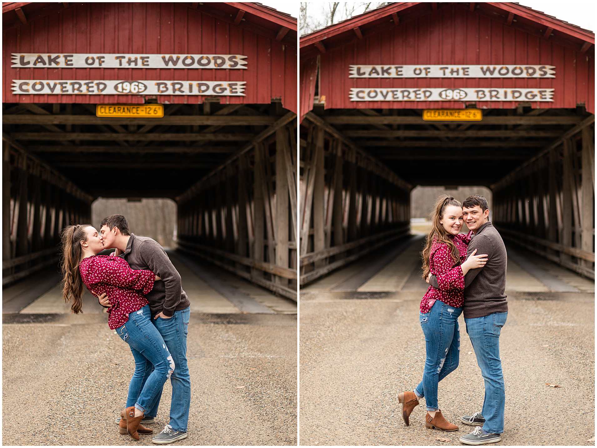 Lake of the Woods-Covered Bridge Engagement Photography