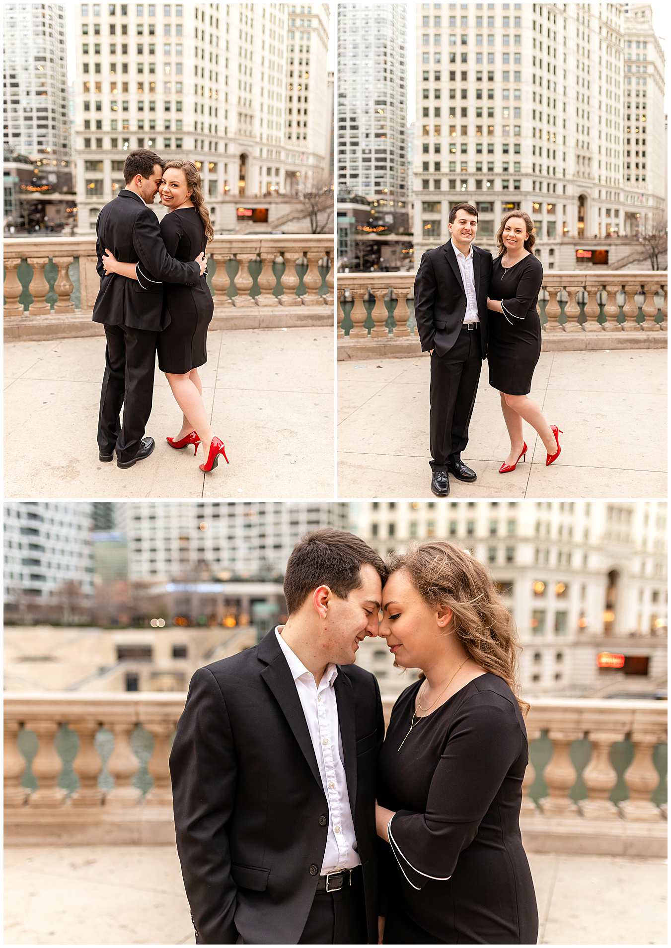 The Wrigley Building Engagement, Formal Downtown Engagement Photos
