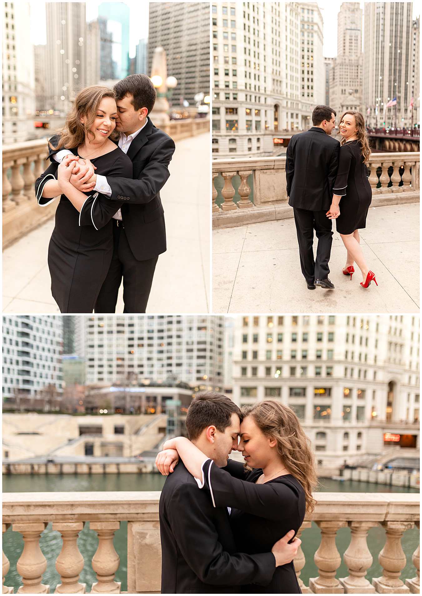 Formal Spring Engagement Session on Chicago Riverwalk, Engagement Photographer in the West Loop