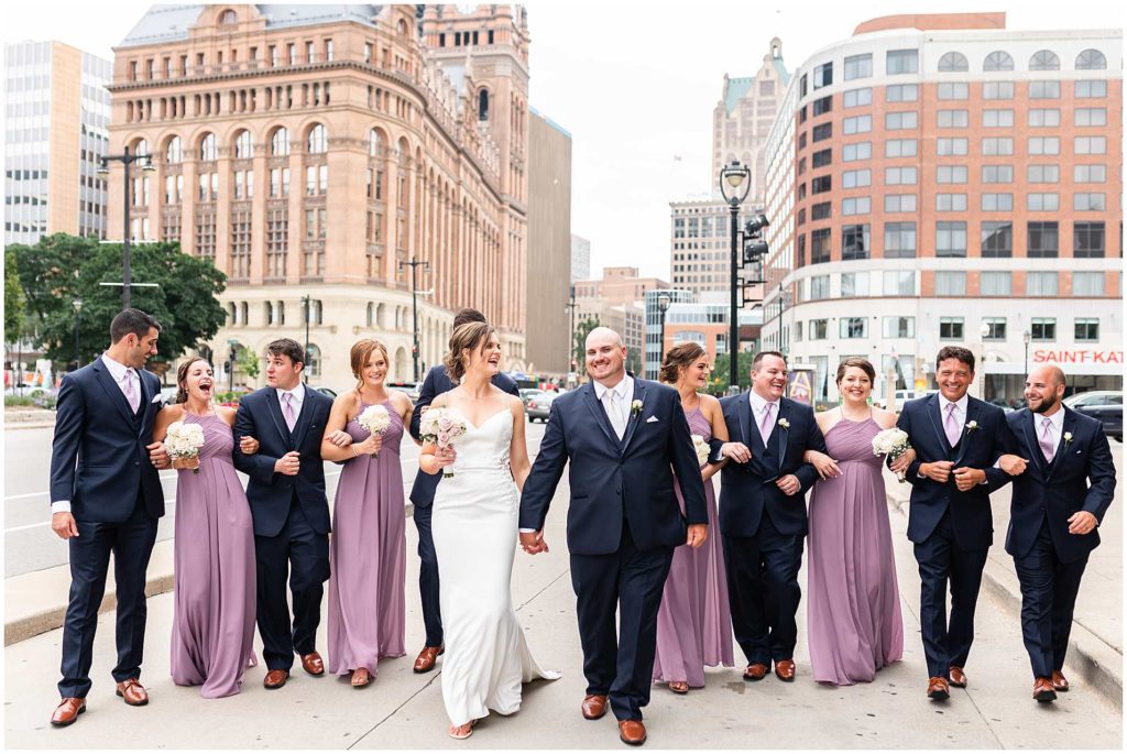 Downtown Milwaukee Wedding Party Group Photos