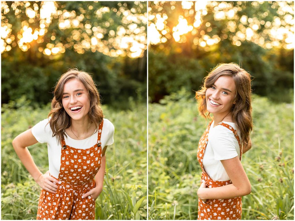 Summer Senior Photo poses with Sunset in Reedsburg Wisconsin
