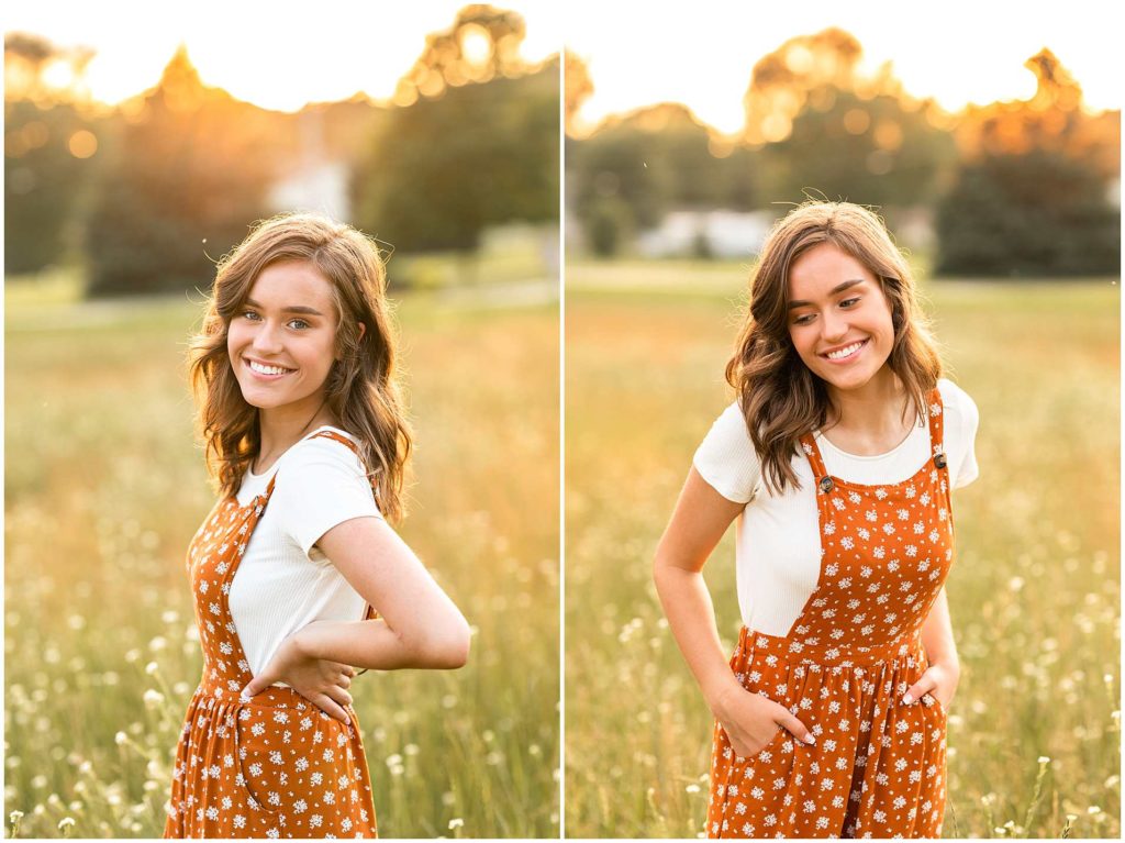 Summer Senior Photo poses with Sunset in Reedsburg Wisconsin