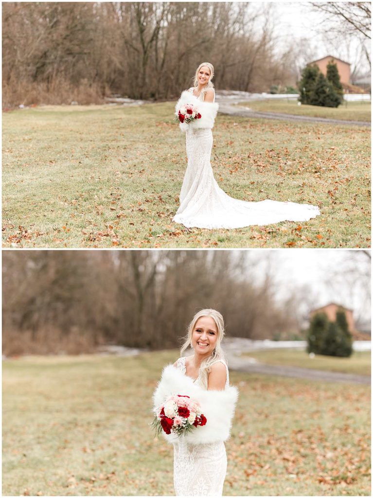 Winter Wedding photos at Perry Farm Park